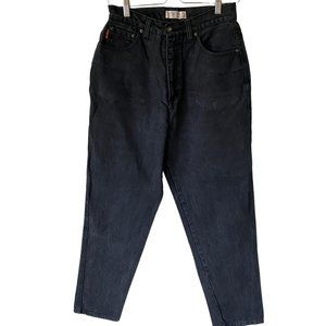 Vtg Bugle Boy 100% Cotton Black High Rise Y2K Mom Normcore Tapered leg Jean 27